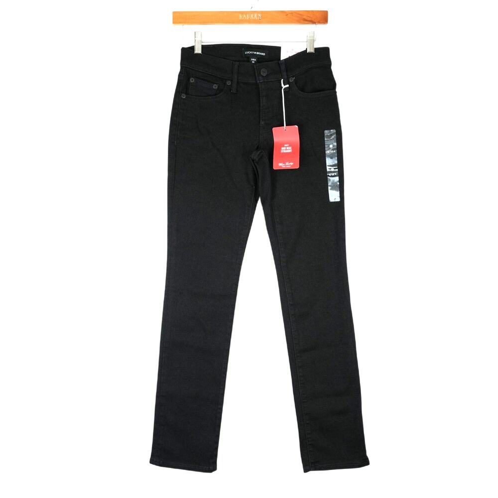 Lucky Brand Jeans Womens 0/25 (27x30.5) Black Sweet Mid Rise Straight Ankle‎ New